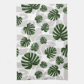 Modern Boho Botanical Leaves Pattern キッチンタオル (縦)