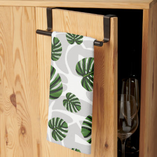 Modern Boho Botanical Leaves Pattern キッチンタオル