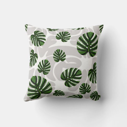 Modern Boho Botanical Leaves Pattern クッション (裏面)