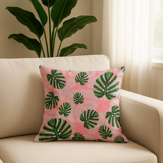 Modern Boho Botanical Leaves Pattern クッション