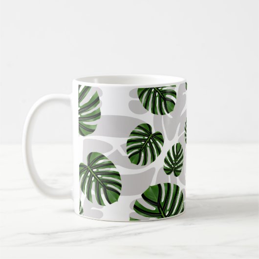 Modern Boho Botanical Leaves Pattern コーヒーマグカップ (左)