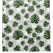 Modern Boho Botanical Leaves Pattern シャワーカーテン (正面)