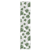 Modern Boho Botanical Leaves Pattern ショートテーブルランナー (正面)