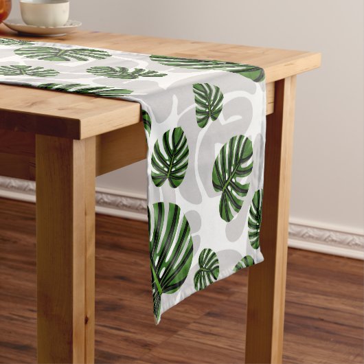 Modern Boho Botanical Leaves Pattern ショートテーブルランナー (インサイチュ)