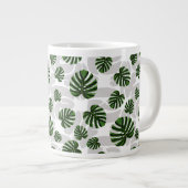 Modern Boho Botanical Leaves Pattern ジャンボコーヒーマグカップ (正面右)