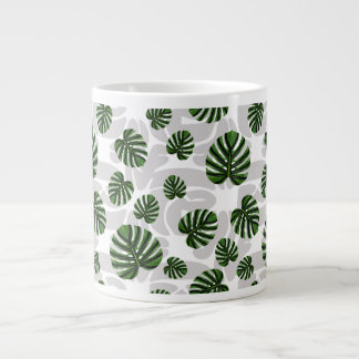 Modern Boho Botanical Leaves Pattern ジャンボコーヒーマグカップ