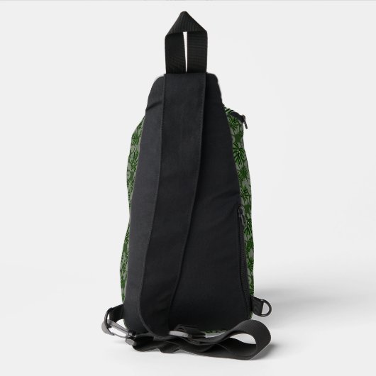 Modern Boho Botanical Leaves Pattern スリングバッグ (裏面)