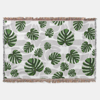 Modern Boho Botanical Leaves Pattern スローブランケット