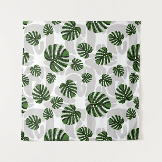 Modern Boho Botanical Leaves Pattern タペストリー (正面(横))