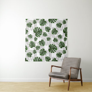 Modern Boho Botanical Leaves Pattern タペストリー