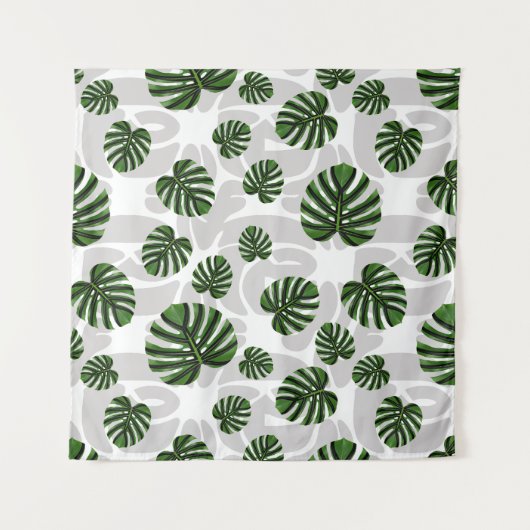 Modern Boho Botanical Leaves Pattern タペストリー (正面)