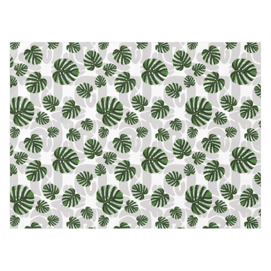 Modern Boho Botanical Leaves Pattern テーブルクロス (正面(横))