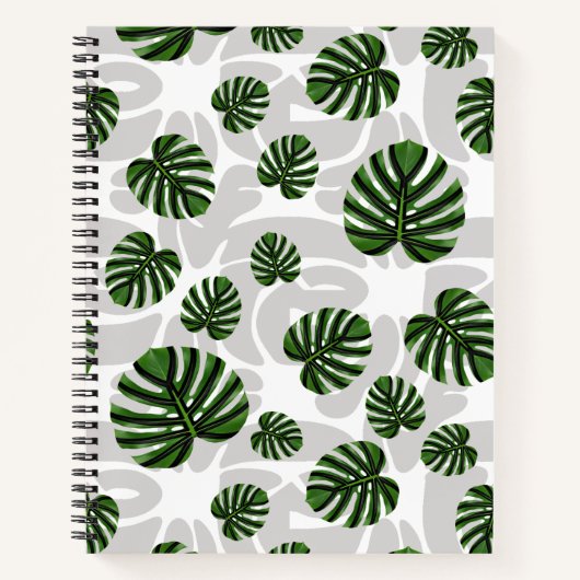 Modern Boho Botanical Leaves Pattern ノートブック (正面)