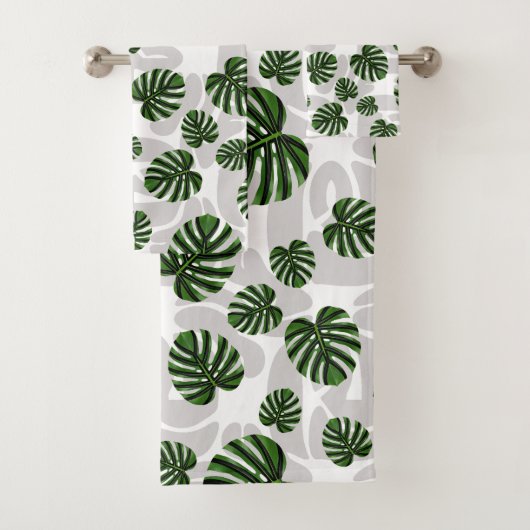 Modern Boho Botanical Leaves Pattern バスタオルセット (インサイチュ)