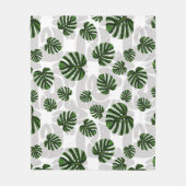 Modern Boho Botanical Leaves Pattern フリースブランケット (正面)