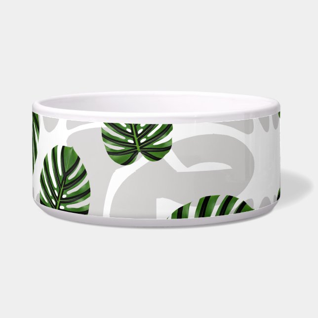 Modern Boho Botanical Leaves Pattern ボウル (正面)