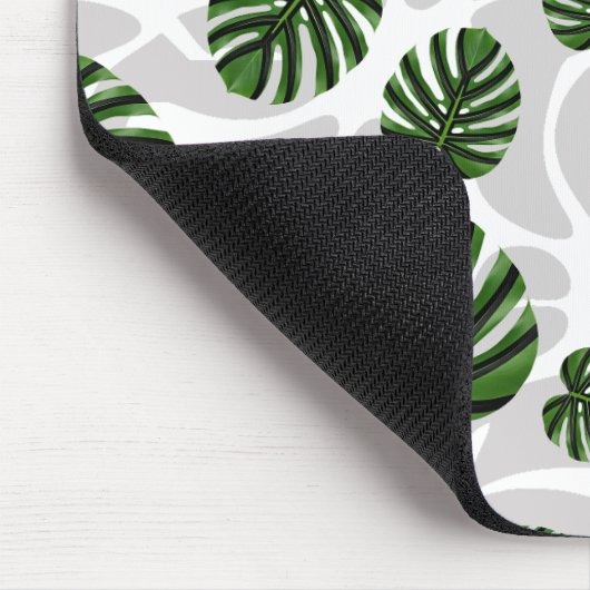Modern Boho Botanical Leaves Pattern マウスパッド (コーナー)