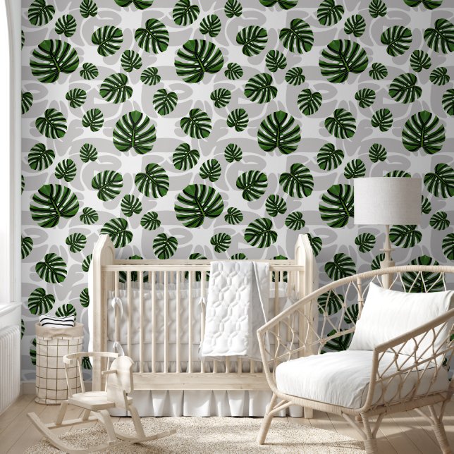 Modern Boho Botanical Leaves Pattern 壁紙 (キッズ)