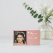 Modern Boho Botanical Photo Script Dusty Rose 名刺 (スタンド正面)