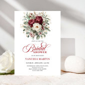 Modern Boho Burgundy Eucalyptus Gold Bridal Shower 招待状