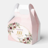 Modern Boho Burgundy Floral 60th Birthday Gift Box フェイバーボックス (正面サイド)
