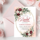 Modern Boho Burgundy Gold Eucalyptus Bridal Shower 招待状