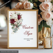Modern Boho Burgundy White Wedding Custom Poster ポスター