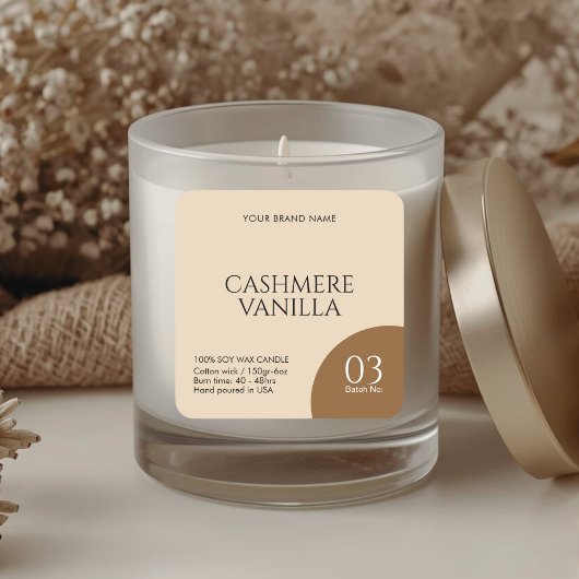 Modern boho candle label sticker スクエアシール