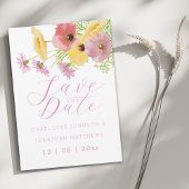 Modern Boho Chic Floral Pink Wedding セーブザデート