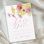 Modern Boho Chic Floral Pink Wedding セーブザデート