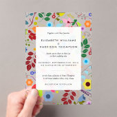 Modern Boho Chic Floral Wedding アクリル招待状 (インサイチュ (ポータブル))