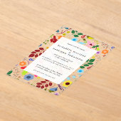 Modern Boho Chic Floral Wedding アクリル招待状 (レイダウン)