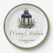 Modern Boho Christmas Lantern in Neutral Colors ペーパープレート (正面)