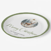 Modern Boho Christmas Scene Botanical Dinner Plate ペーパープレート (アングル)