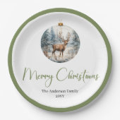 Modern Boho Christmas Scene Botanical Dinner Plate ペーパープレート (正面)