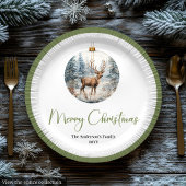 Modern Boho Christmas Scene Botanical Dinner Plate ペーパープレート