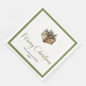 Modern Boho Christmas Tree Botanical Party Napkins (コーナー)