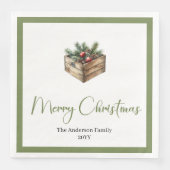Modern Boho Christmas Tree Botanical Party Napkins (正面)