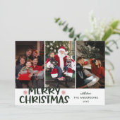 Modern Boho Christmas Tree Merry Christmas 3 Photo シーズンカード (スタンド正面)