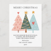 Modern Boho Christmas Trees シーズンポストカード (正面)
