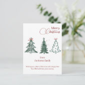 Modern Boho Christmas Trees Decor Holiday ポストカード (スタンド正面)