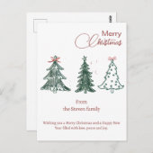 Modern Boho Christmas Trees Decor Holiday ポストカード (正面/裏面)