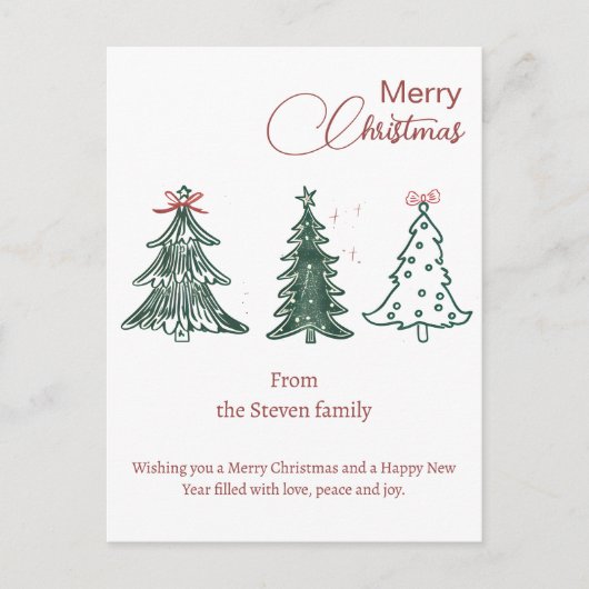 Modern Boho Christmas Trees Decor Holiday ポストカード (正面)