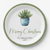 Modern Boho Christmas Wreath in Botanical Style ペーパープレート (正面)