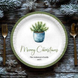 Modern Boho Christmas Wreath in Botanical Style ペーパープレート