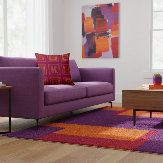 Modern Boho Custom Monogram Geometric クッション