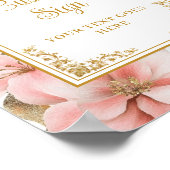 Modern boho dusty pink flowers gold 8x10 sign ポスター (角)