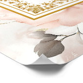 Modern boho dusty pink flowers gold 8x10 sign ポスター (角)