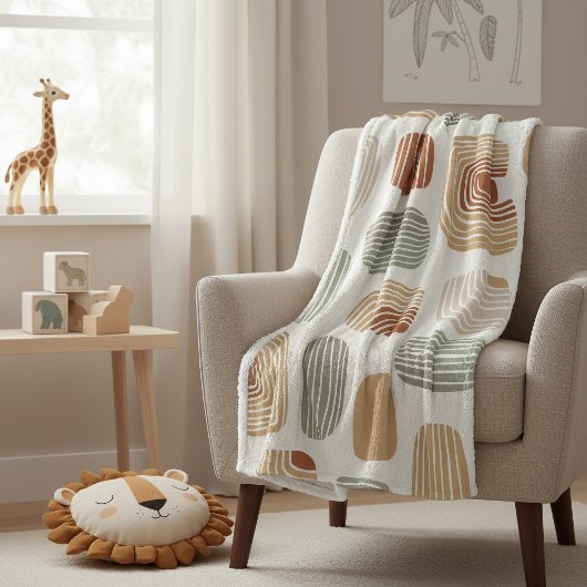 Modern Boho Earth Tones Abstract ID1273 フリースブランケット