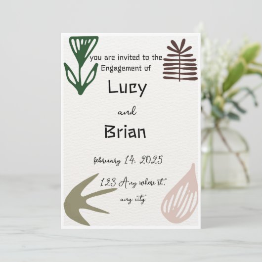 Modern Boho Engagement Invitation PRINTED | Plam 招待状 (スタンド正面)